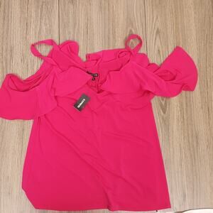 NWT Express vintage retro hot pink off shoulder tank sz M‎ top